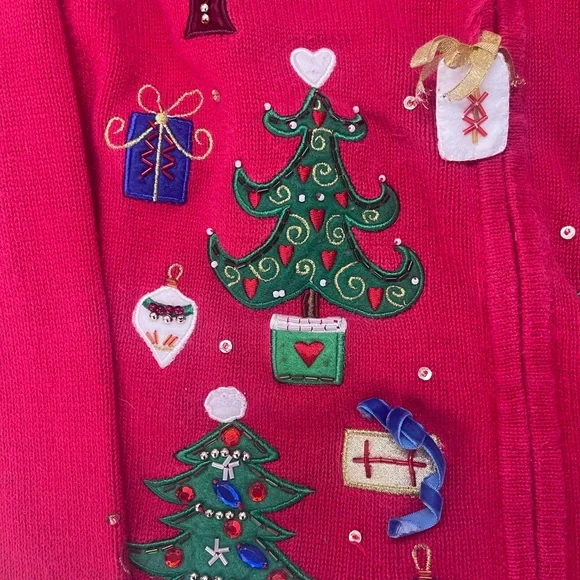Festive vintage Red Christmas Cardigan - Picture 5 of 6